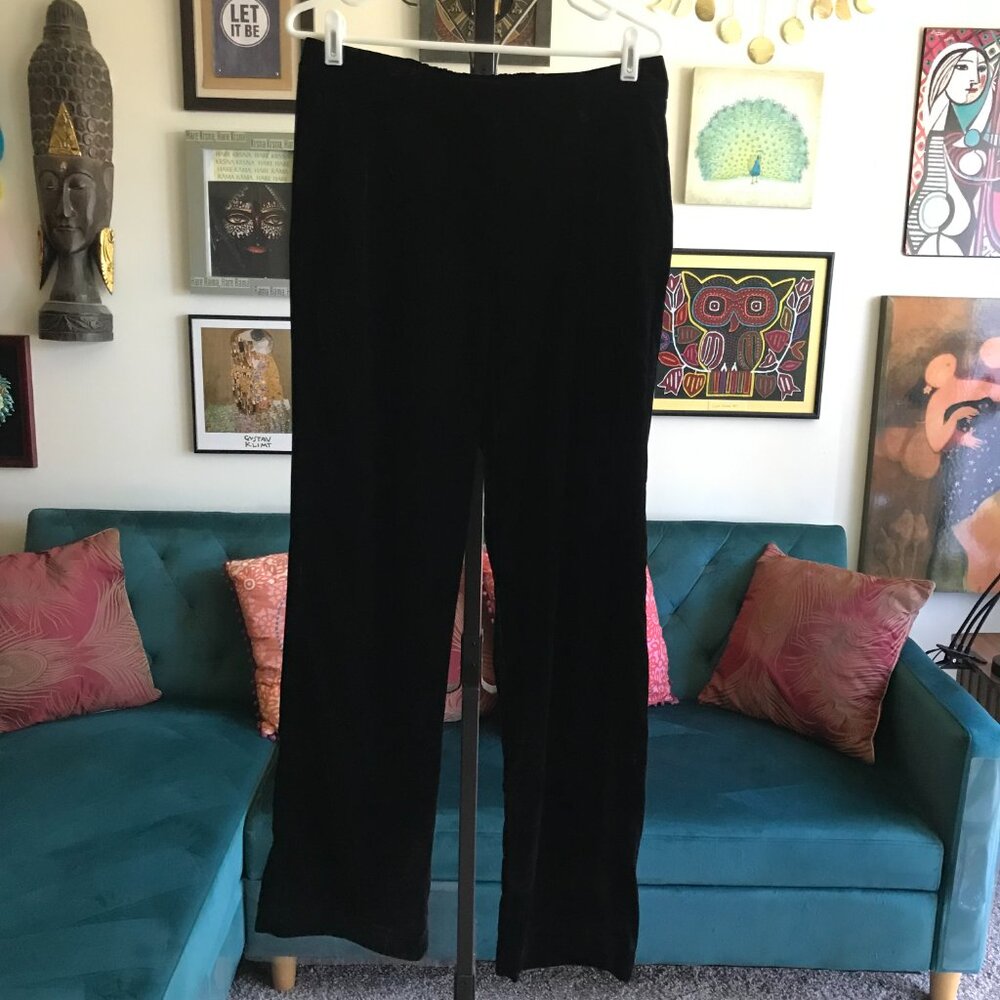 OLD NAVY size M Extra High Rise Taylor Wide Leg Black Velvet Trousers Pants